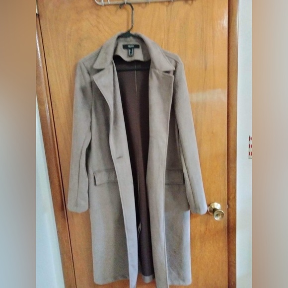 🤎 Taupe Forever 21 Long Jacket Size M - Picture 2 of 4